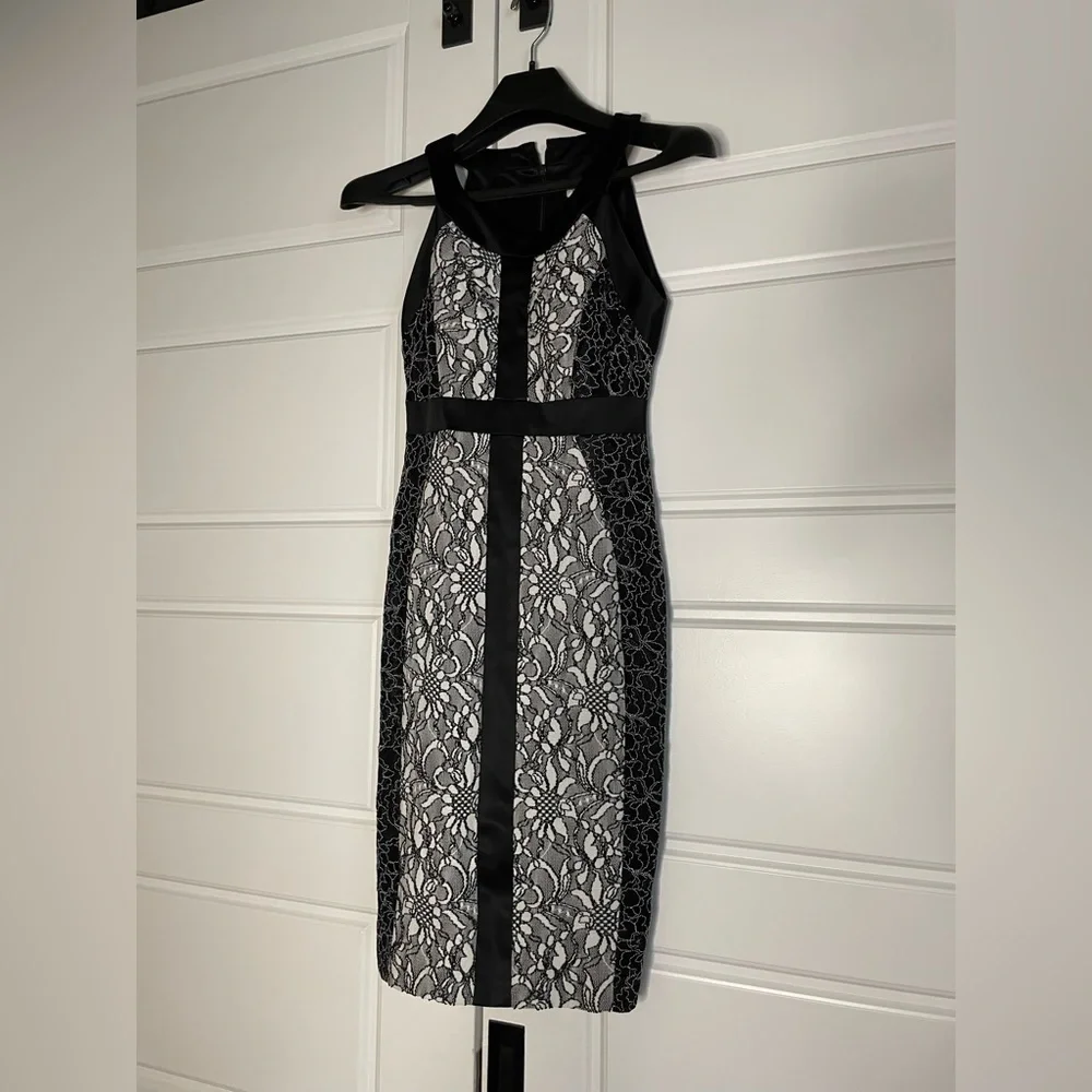 Cache Black and white floral lace midi cocktail dress - Picture 1 of 7